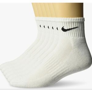 Nike Performance Cushion Quarter Socks White Medium 6-Pack Athletic Crew